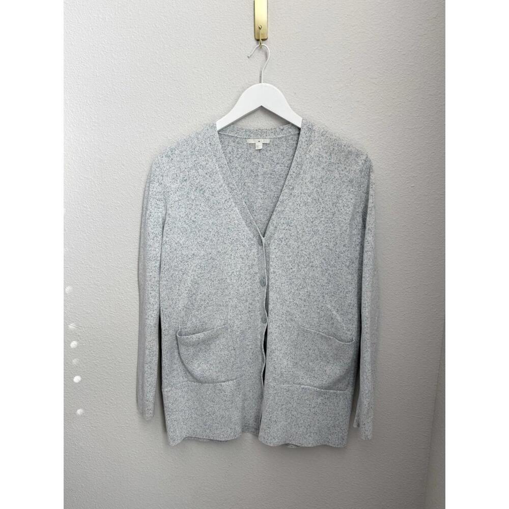 COS Women’s Small Cotton Heathered Blue Knit Button Front Slouchy Cardigan